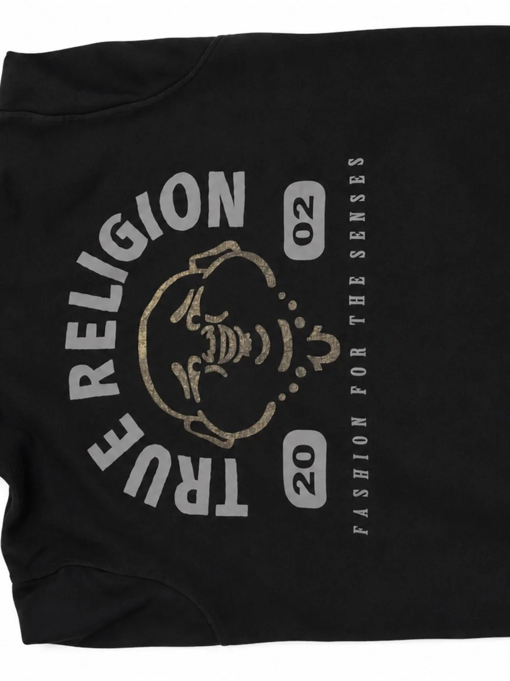 True Religion Black Hooded Zip Sweatshirt with Signature Label